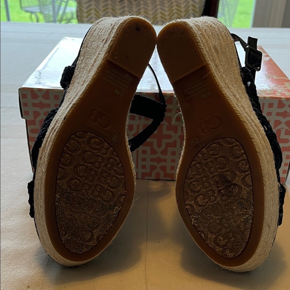 Gianni Bini Black Crochet Wedge Sandals Size 9.5 - Picture 5 of 5